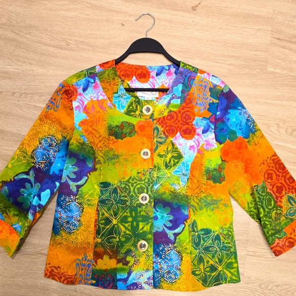 Coldwater Creek Tops - M070 // Coldwater Creek Watercolor Floral Blazer // 14P